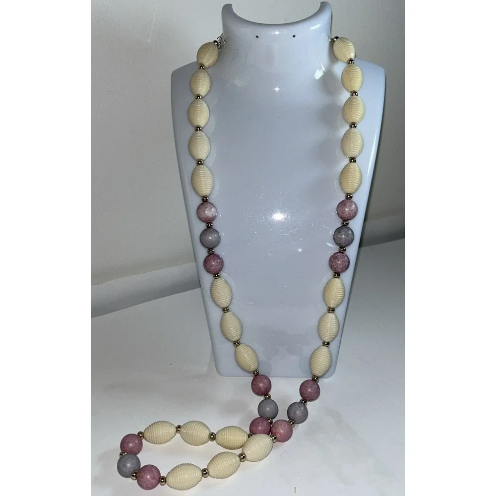VTG NAPIER Necklace colorful Pale pastel decor gold tone Spacers 14